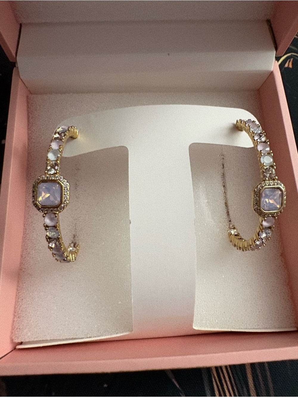 Gold-Plated Lavender Hoop Earrings - BP Jewel Candy